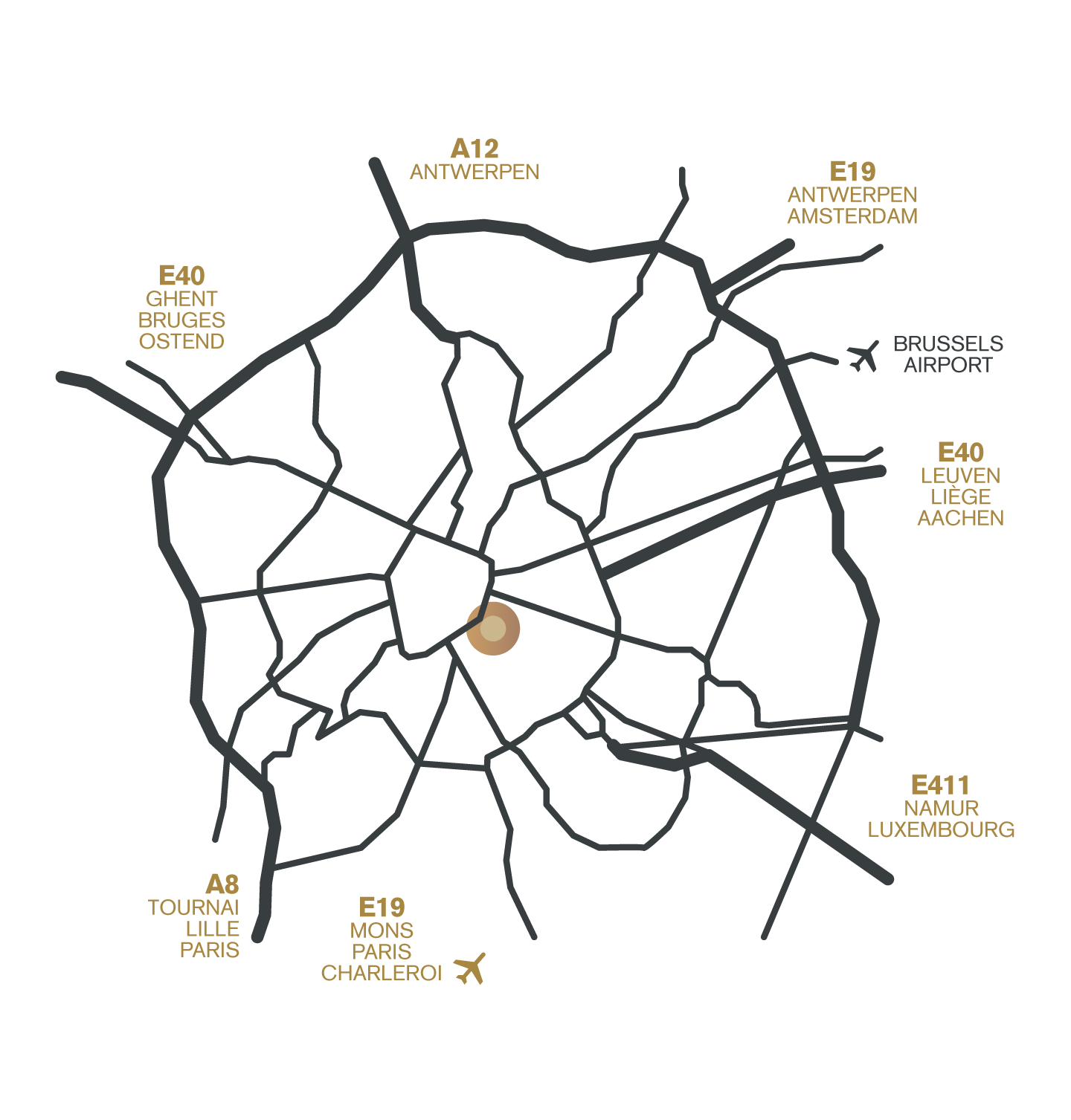 A map of the area aroudn the Treesquare building